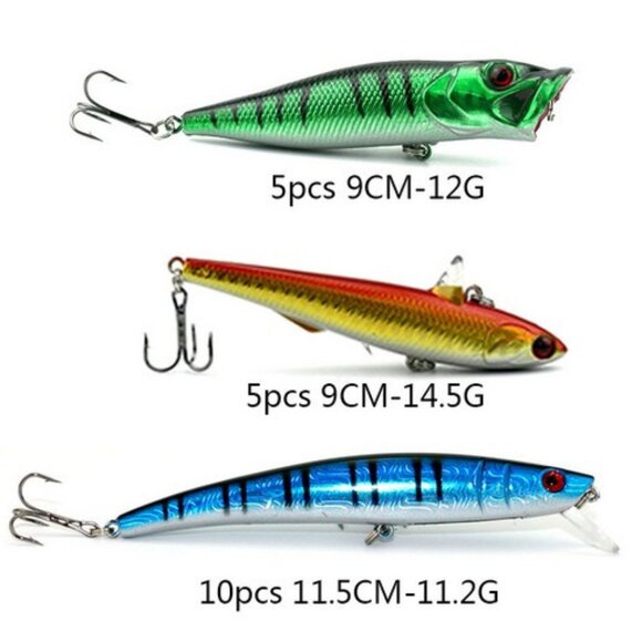 Lot of 20 PCS Fishing Lures Baits,Fish Hooks Tackles - Picture 3 of 3